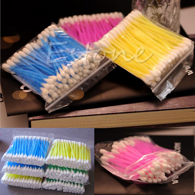 100Pcs di Cotone Usa E Getta Tampone Applicatore Q-tip Tamponi di Manico In Plastica Robusta Nuovo Tampone di Cotone