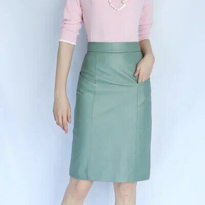 Tao Ting Li Na Women Spring Genuine Real Sheep Leather Skirt E8