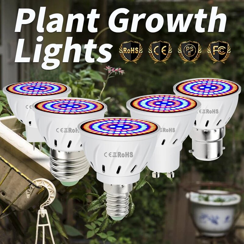 Светодиодная фитолампа полного спектра E27, светодиодная лампа E14 для гидропоники B22, Светодиодный лампа 220 В GU10 для выращивания растений, лампа для теплиц MR16, освещение для выращивания в палатке