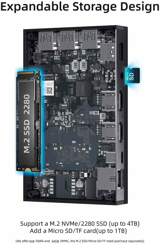 MeLE Cichy 2D Mini PC Procesor Intel Celeron N4000 4GB RAM 64GB 128G eMMC Bezwentylatorowy komputer stacjonarny Okno 11 Pro Podwójny wyświetlacz