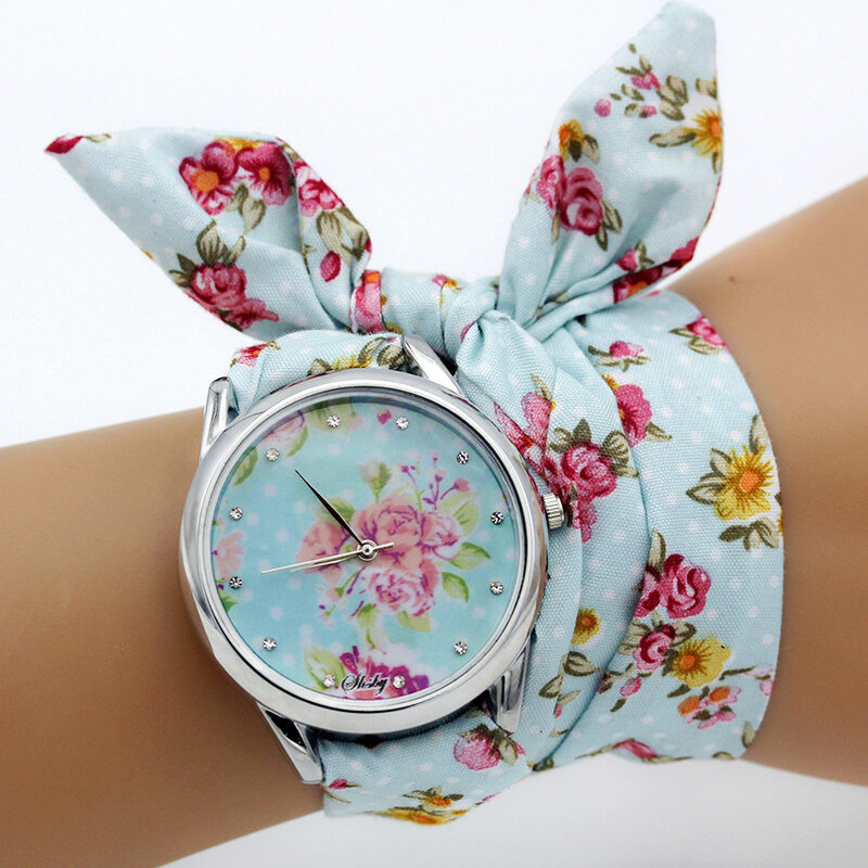Shsby ออกแบบใหม่ผู้หญิงผ้าดอกไม้นาฬิกาข้อมือผู้หญิงชุดนาฬิกานาฬิกาสาวหวานเงิน1 ~ 10นาฬิกาขายส่ง