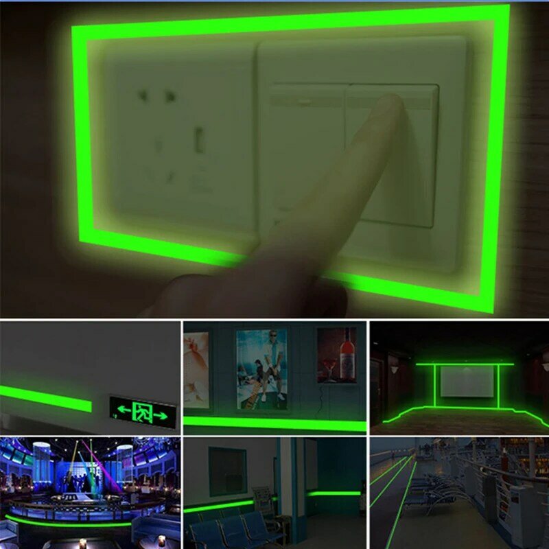 어두운 스티커에 녹색 빛나는 테이프 자기 접착제 광선 1m 3m 무대 장식 빛나는 형광 테이프 경고 스티커