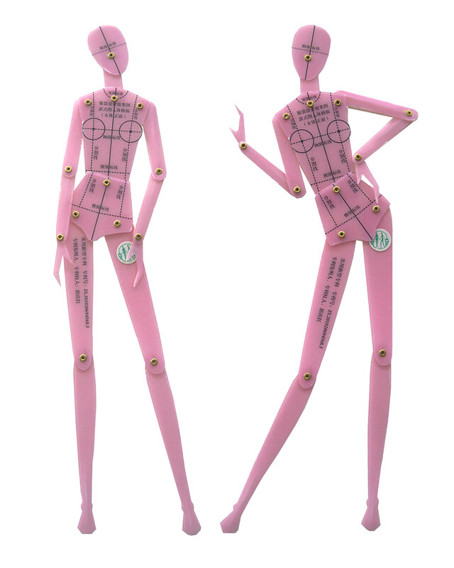 2Pcs Fashion Drawing Ruler Garment Design of Human Body Dynamic Hand Drawing Template Ruler Women Effect Drawing Style