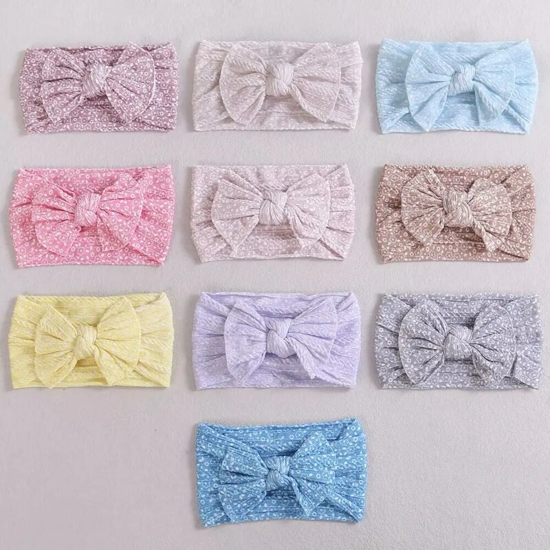 Baby Bow Headband Printed Cable Knit Nylon Headbands Girl Hair Bands for Children Turban Head Wrap Kid Hair Accessories F0029
