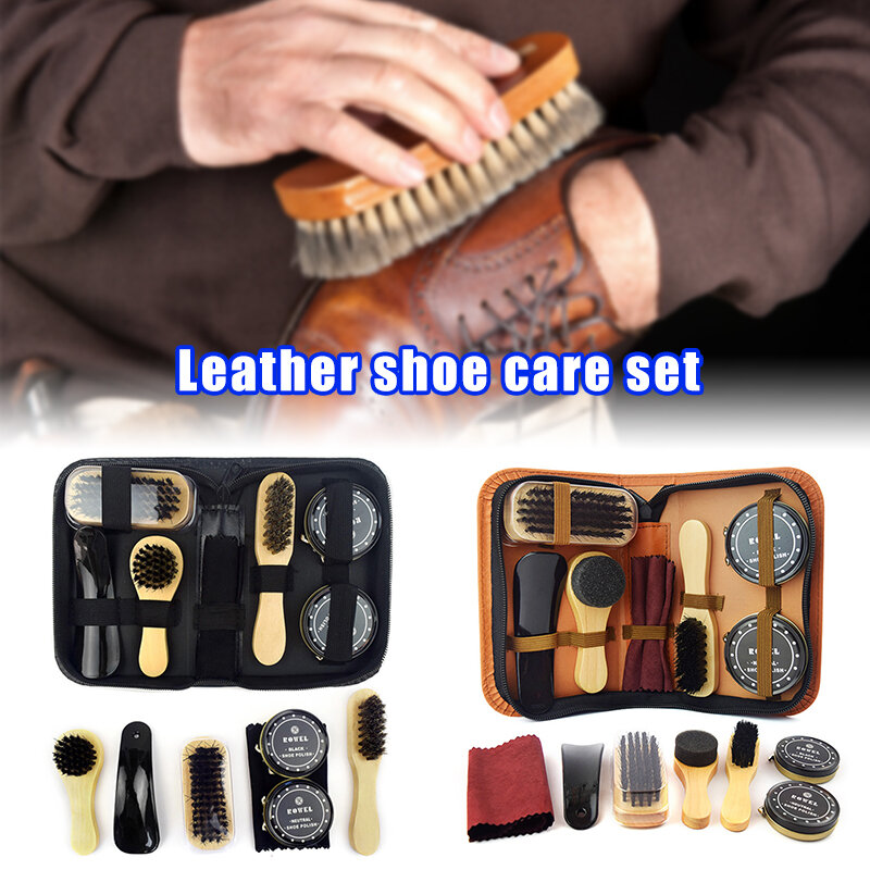 Kit de cuidado de zapatos, herramientas de limpieza de zapatos, abrillantador de zapatos de cuero, tamaño de viaje, EIG88