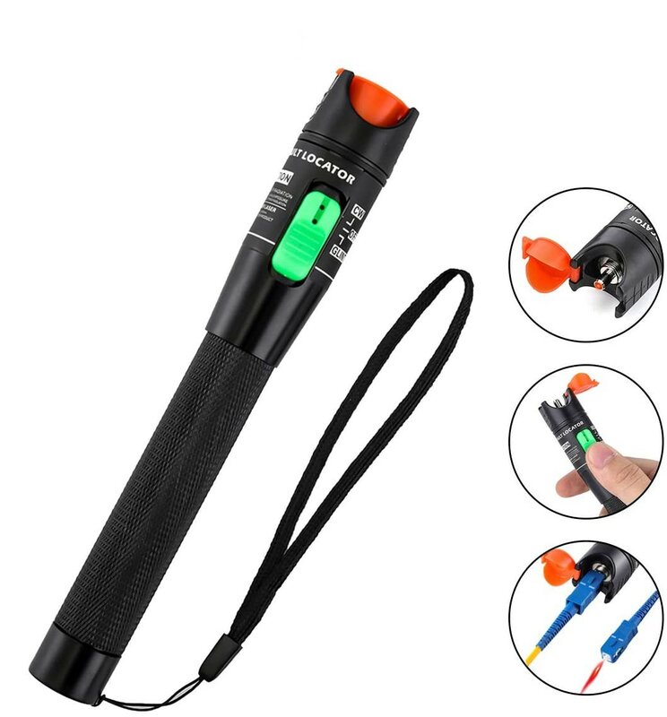 Visual Fault Locator 30KM 30mW Fiber Optic Cable Tester Red Laser Light Pen Detector with FC-LC Adapter