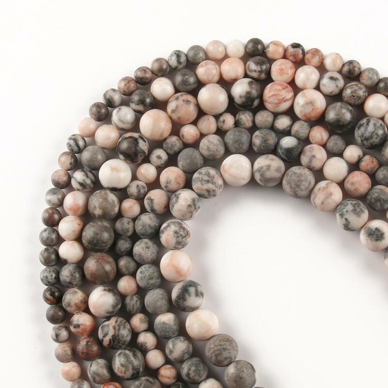 Perles en pierre naturelle rose zèbre mat, 4 6 8 10 12mm, perles rondes lisses pour la fabrication de bijoux, bricolage, Bracelet, entretoise