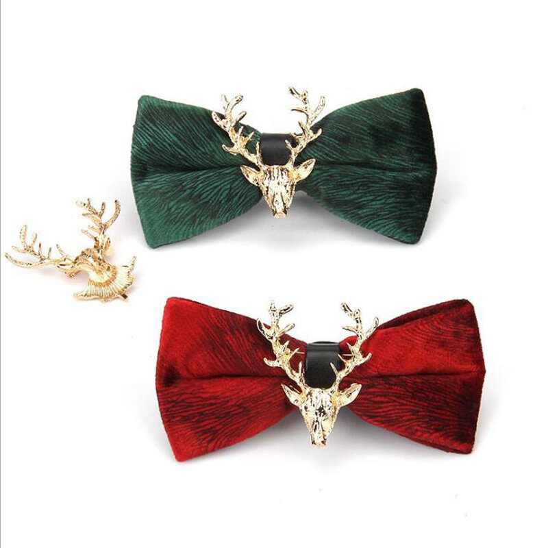 GUSLESON модный мужской золотой бархатный металлический галстук-бабочка с головой лося роскошные рождественские свадебные галстуки-бабочки модный воротник Ювелирные изделия Подарки