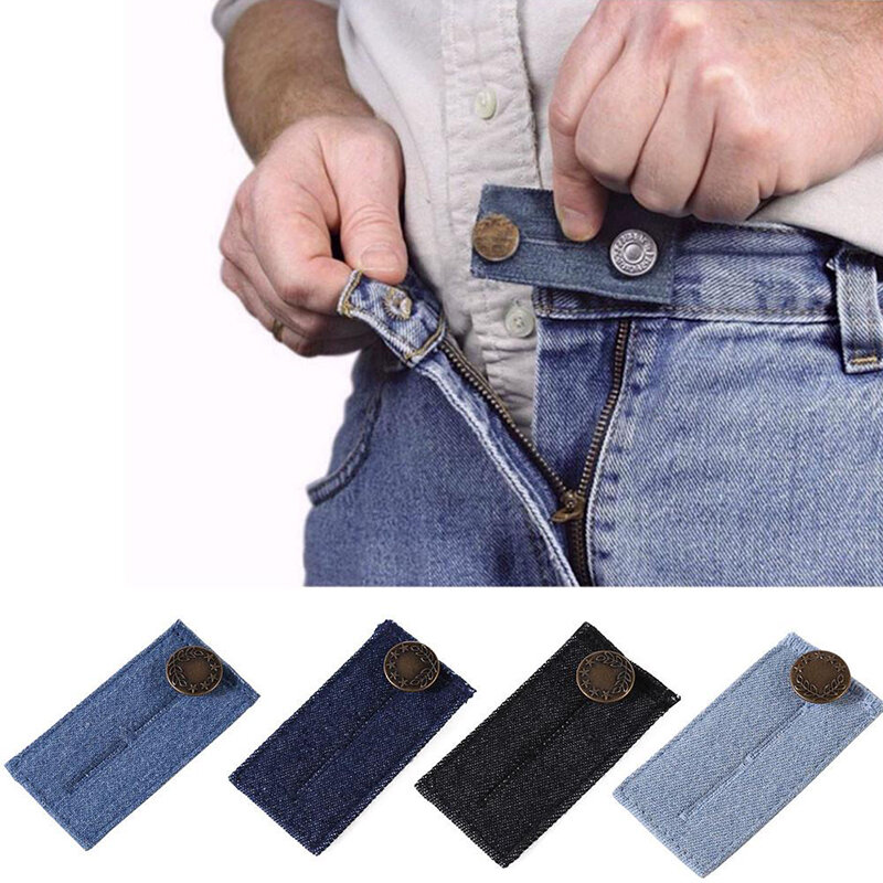 Extensor elástico de botões 4 unidades, multi-uso calças ajustável jeans fixador diy cintura roupas fivela de pressão extensão