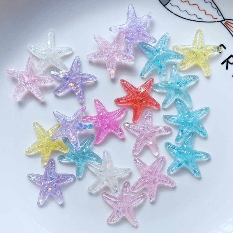 10/20Pcs Resin Cute Mixed Sparkle Mini Starfish Flatback Cabochon Scrapbook Kawaii DIY Embellishments Accessories K72