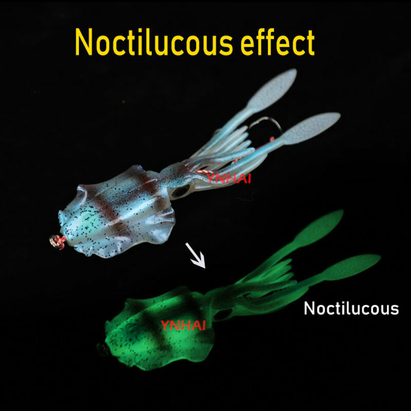 1/PCS Fishing Soft Squid Lure 60g Luminous/UV Squid Jig Fishing Lures For Sea Fishing Wobbler Bait