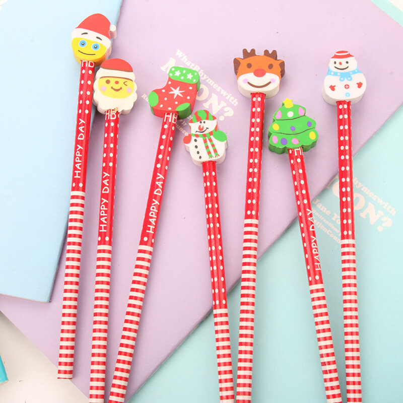 Nuevos lápices de Navidad con fabricantes de goma para estudiantes directos para estudiar papelería suministros de oficina para estudiantes