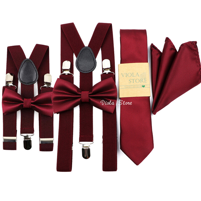 Conjunto de tirantes elásticos para hombre y niño, bandana de poliéster, color liso, 2 tamaños, regalo