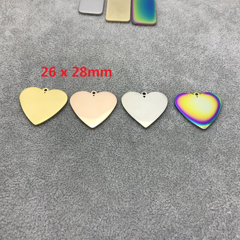 MYLONGINGCHARM 26x28mm Engravable Heart Charms Custom your design Free Laser Engrave Stainless Steel Bracelet Charms Tags