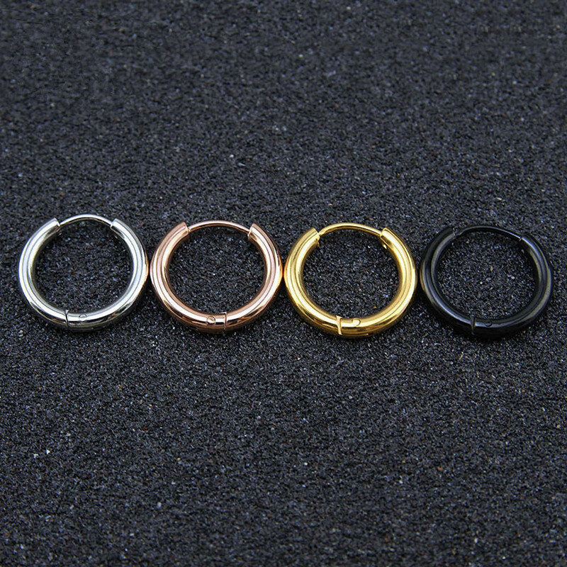 5 قطعة/الوحدة الفولاذ المقاوم للصدأ دائرة هوب أقراط للنساء الفتيات الذهب الأسود اللون الفضي اللون جولة الهندسة أقراط مجوهرات