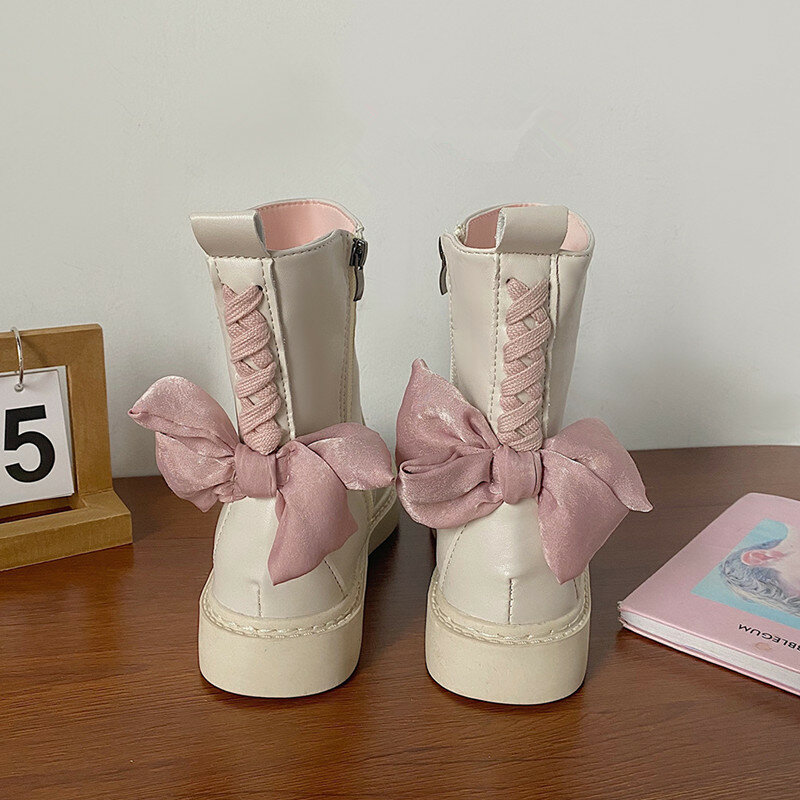 Модные бархатные короткие ботинки-мартинсы, женские зимние новые стильные ботинки в британском стиле с бантом на толстом каблуке и круглым носком