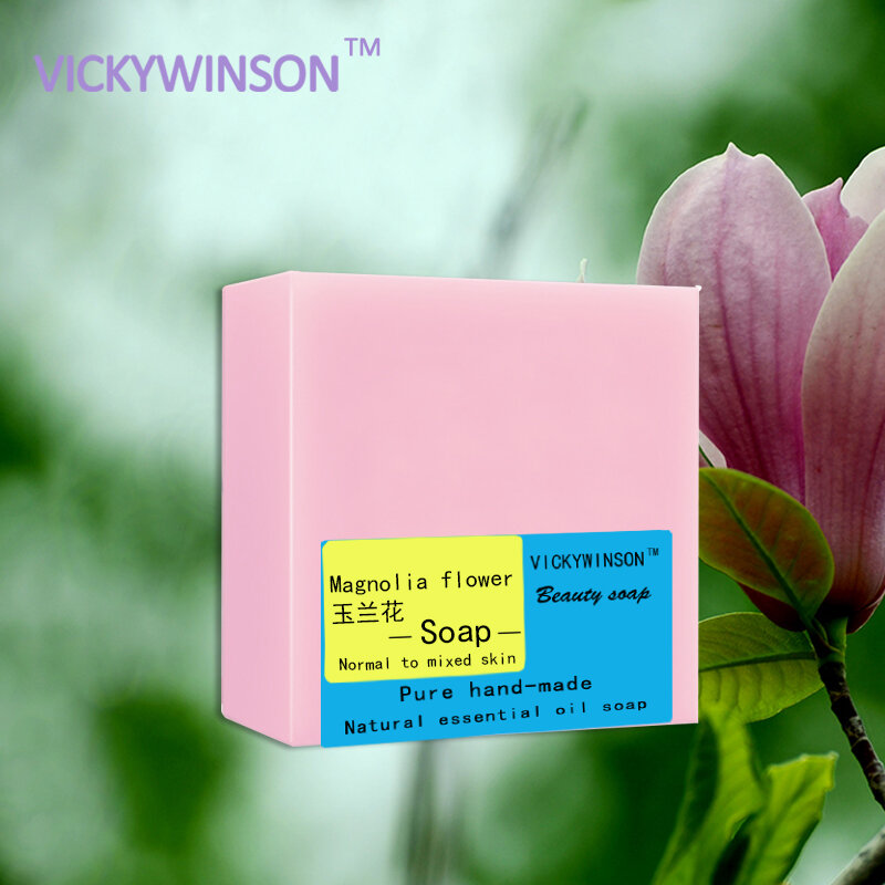 VICKYWINSON Magnolia flower handmade soap 100g Anti-aging activated cells Relaxing soaps antibacterial Help heal wounds
