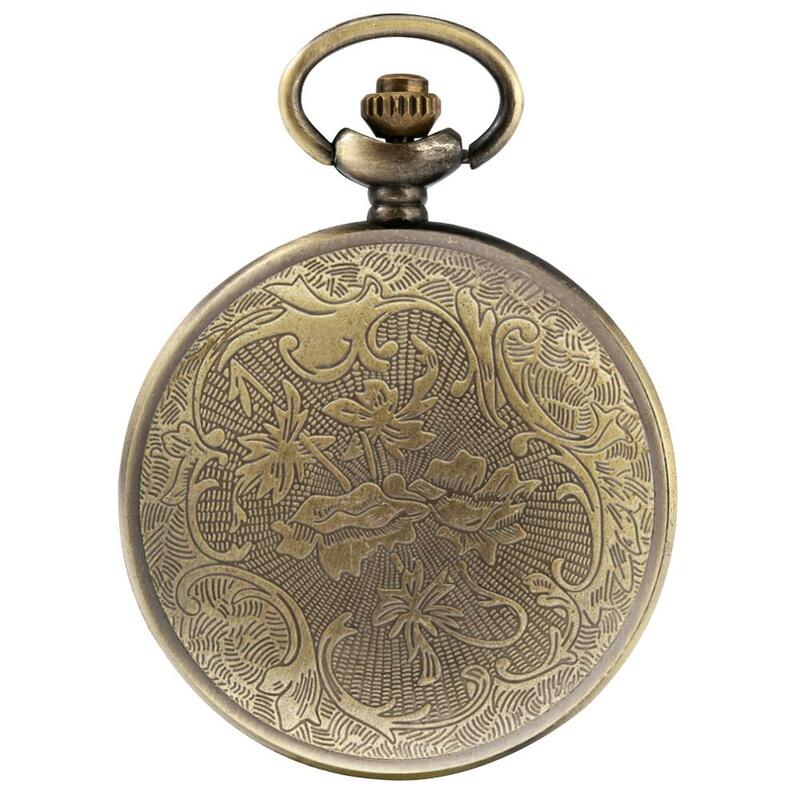 Antique Bronze Insect Design zegarek kieszonkowy kwarcowy wklęsły liść okładka sweter w stylu Retro naszyjnik wisiorek pamiątka FOB zegar kieszonkowy prezent