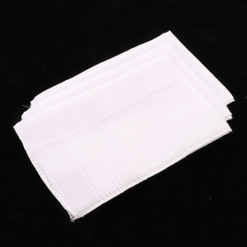 Paket 3PCS Solid Putih Sapu Tangan Katun Pesta Pernikahan Hanky-panky untuk Pria