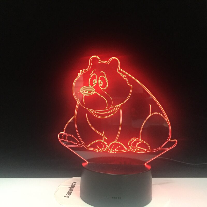 Cartoon Cute Bear Shape Acrylic LED Lamp 3D Baby Night Light Sleeping Lighting 7 Colors with Touch and Remote Control