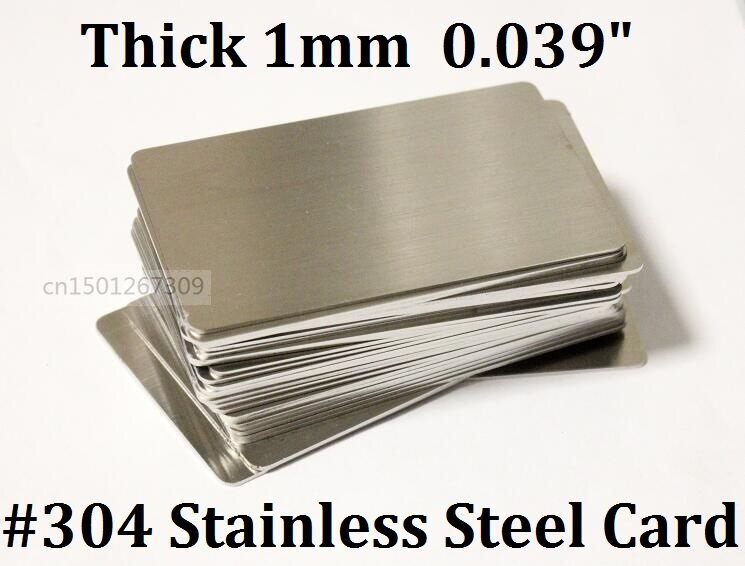 Espessura 1mm de aço inoxidável em branco metal cartão de visita tamanho 85*53mm acabamento escovado fosco 1/2/5/10/15-você escolhe a quantidade