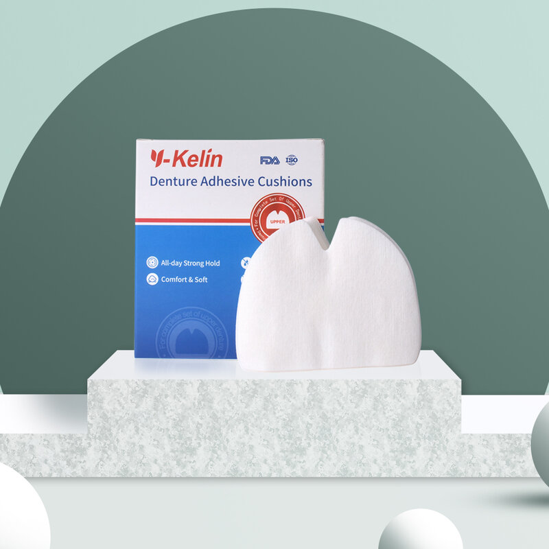 Cojín adhesivo para dentadura y-kelin (superior), 30 almohadillas + Unión Reforzada (inferior) para pacientes con encías sensibles