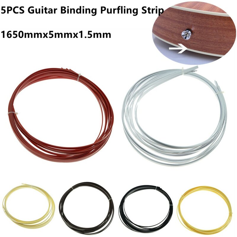 1/5x korpus gitary wiążący Purfling Strip części dla lutników 1650mm x 5mm x 1.5mm ABS dla akustycznych gitar klasycznych lutrze 6 kolory