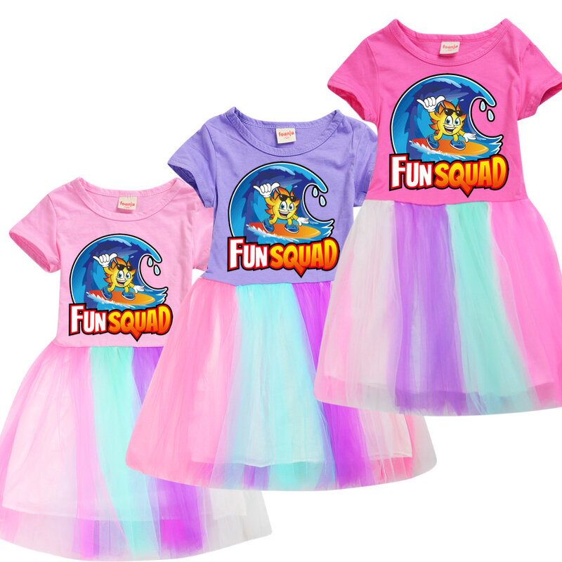 Children's Squad Game Princess Dress, Roupas Infantis, Vestidos Divertidos para Meninas, Trajes de Bebê, Aniversário, Moda Natal, Novo