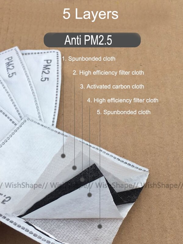 5 capas PM2.5 filtros reemplazables