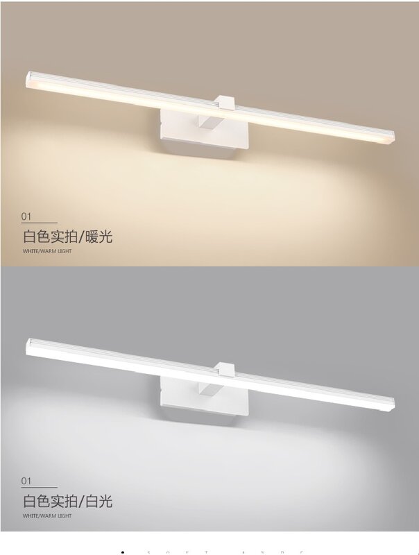 Luminária de parede led moderna para banheiro, lâmpadas de cabeceira com armação preta e branca