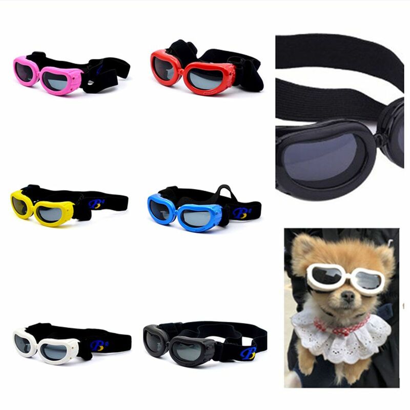 Small Dog Sunglasses UV-proof Protection Goggles Waterproof with Adjustable Shoulder Straps Dog Windproof Fog-proof Pet Glasses