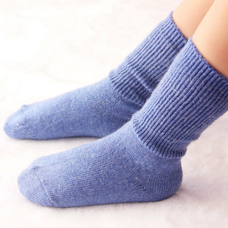 3pair Thickened  Warm Baby Socks Boys Girls Autumn Winter 1-6 year Wool Socks Cotton Loose Mouth Pure color Russian baby socks