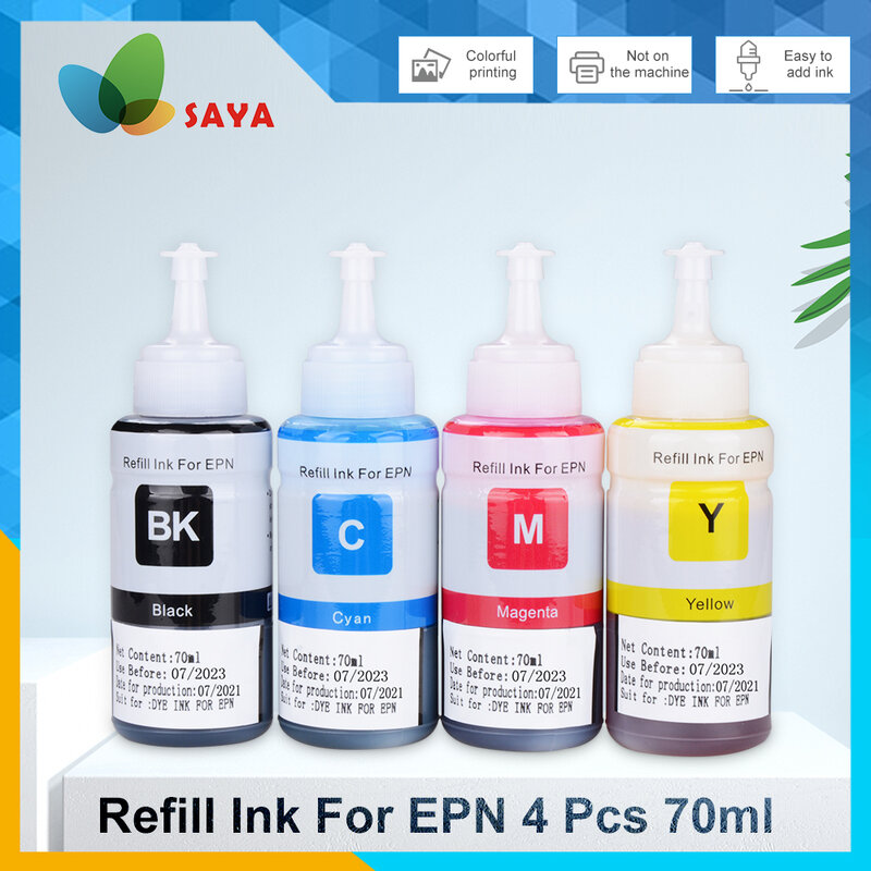 Recambio de tinta para impresora Epson L100, L110, L210, L120, L220, L310, L355, L362, L366, L365, L380, L486, L800, L805, L810, ET-2650, 4 colores, 664