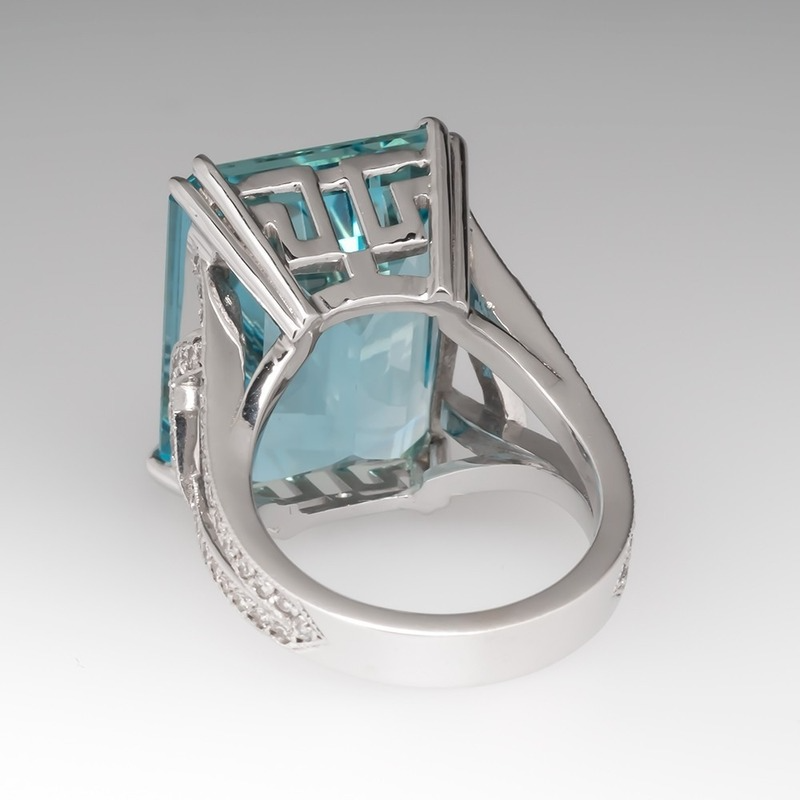 Bague de princesse incrustée de diamant topaze bleu de mer pour Femme, Bijoux, carré, tendance, 2023