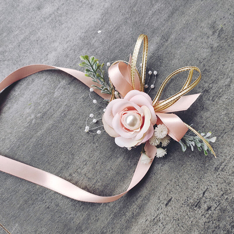 Bride Wrist Flower Rose Bud Bridesmaid Wrist Flower Handmade Accessories Wedding Gifts For Guests Bridal Party Favors Supplies