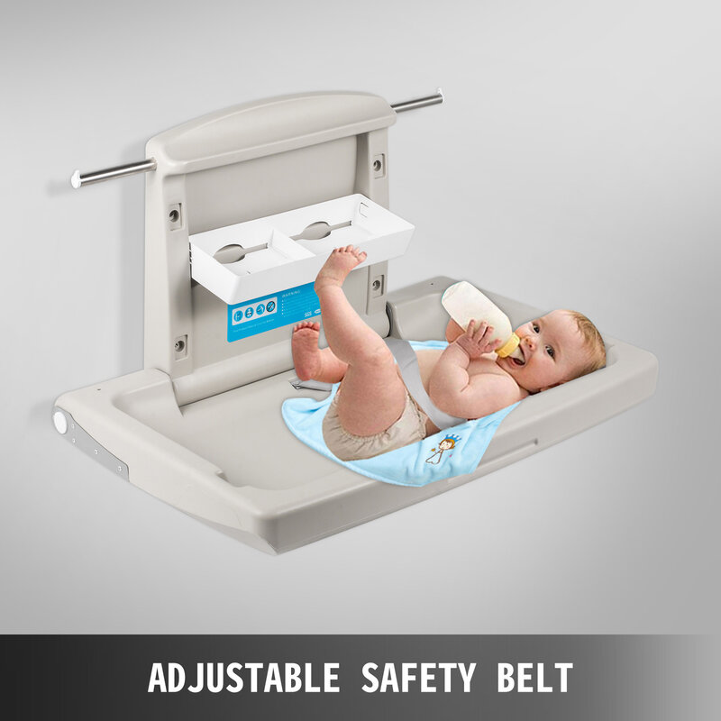 VEVOR-cambiador de pañales de bebé montado en la pared, cambiador comercial plegable, baños verticales