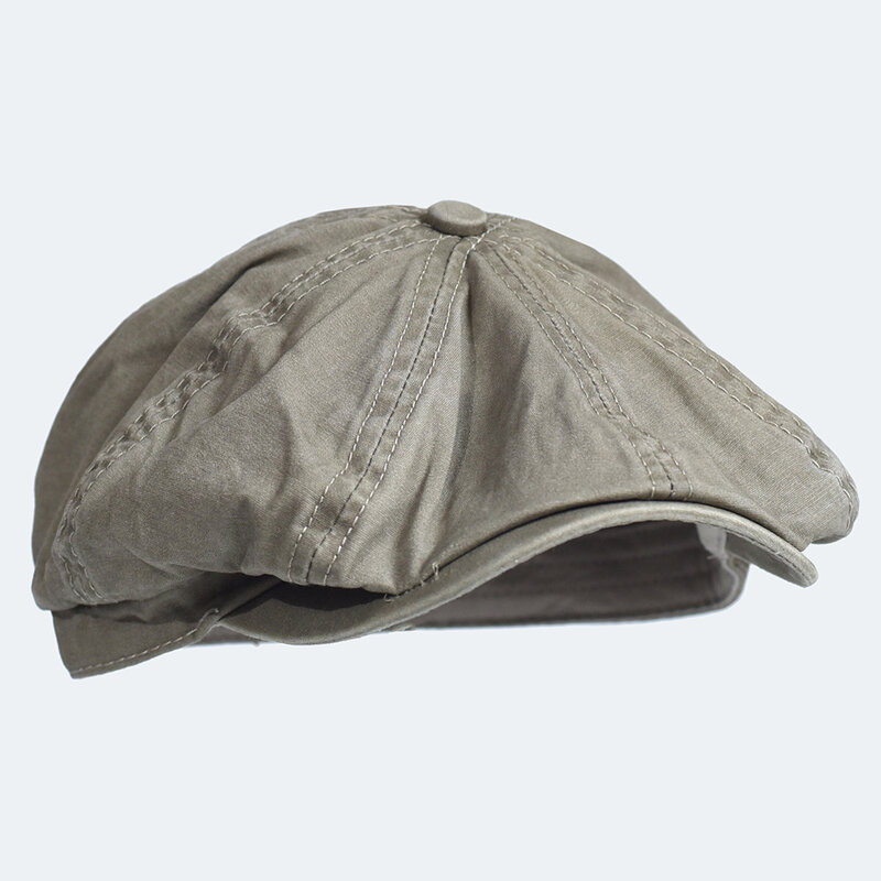 Boné de jornaleiro de algodão lavado chapéu octogonal peaky boné casual vintage boinas sólidas viseira gatsby chapéu de hera plana