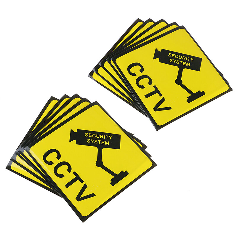 10 Buah Stiker Tanda Peringatan Kamera Keamanan Pengawasan Video CCTV