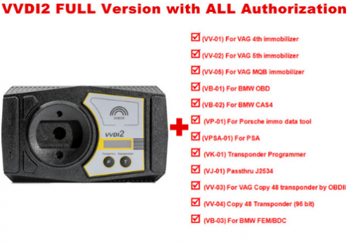 Xhorse VVDI2 Completed Version VVDI2 Full Version + OBD48 + MQB + ID48 96 Bit Copy + BM-W FEM/BDC + Toy-ota H Chip Authorization