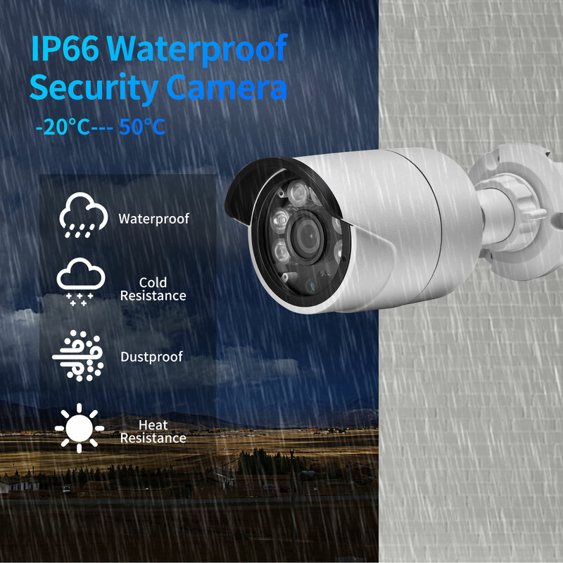 Kamera Peluru IP POE 8MP 5MP Luar Ruangan Tahan Air Sumber Cahaya Ganda H.265 Vidio Kompresi Warna Penglihatan Malam Kamera CCTV Pintar