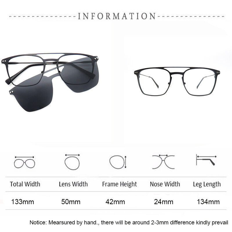 IENJOY Magnet Clip On Optical Frame Men Sunglasses Polarized Sunglasses Square Sun Glasses Men Driving Fishing Eyeglasses