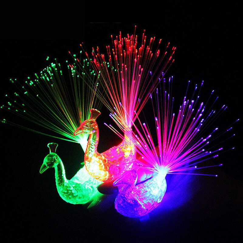 Juguetes luminosos de colores para niños y niñas, anillos de luz LED de dedo de pavo real, Gadgets de fiesta, juguete inteligente para niños