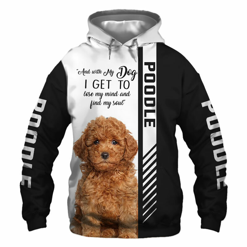 Veste à capuche unisexe, imprimé chien caniche en 3D, sweat-shirt pour hommes/femmes, Harajuku, décontracté, Streetwear, Hombre-1