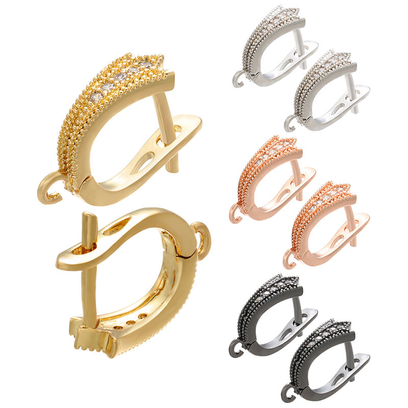 ZHUKOU ottone color oro ganci per orecchini accessori orecchini a bottone in cristallo gancio per orecchini fatti a mano creazione di gioielli VE94