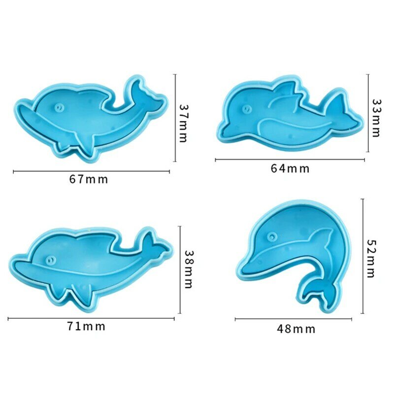 4pcs/set Plastic Dolphin Spring Mold Baking Tools Cake Making tool Cookie Molds Dough Cutting Die