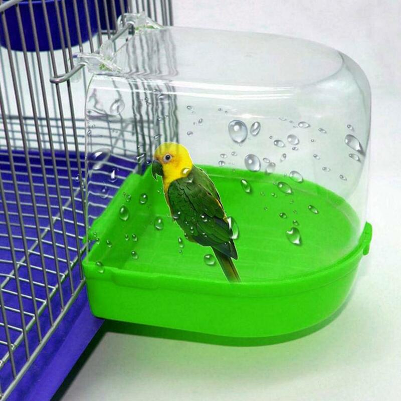 Ptak papuga przezroczysta wanna do wanny i prysznica pudełko wiszące klatka Decor małe zwierzę domowe urządzenia do oczyszczania ptaków