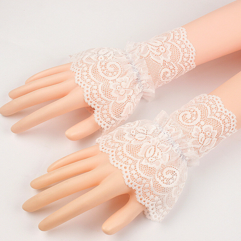 Съемные манжеты кружевные с оборками рукава до локтя манжеты накладные рукава шрам закрывают перчатки защита от солнца женские прозрачные манжеты