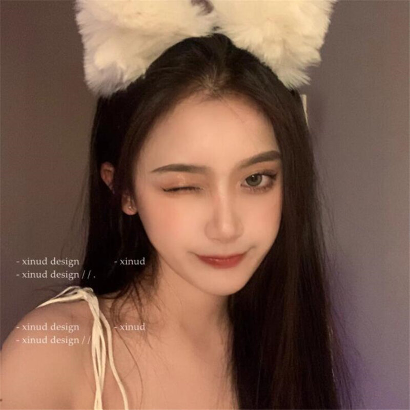 The New Fox Hair Hoop Two-dimensional Solid Color Plush Performance Hair Accessories Cat Ears Girl Cute Headdress Hair Accessori
