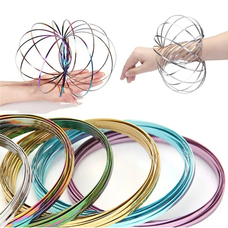 Magic Bracelet Aniti-stress Magic Toroflux  Funny Flow Ring Kinetic Spring Toys  304 Stainless Steel Flow Color Rings Toys