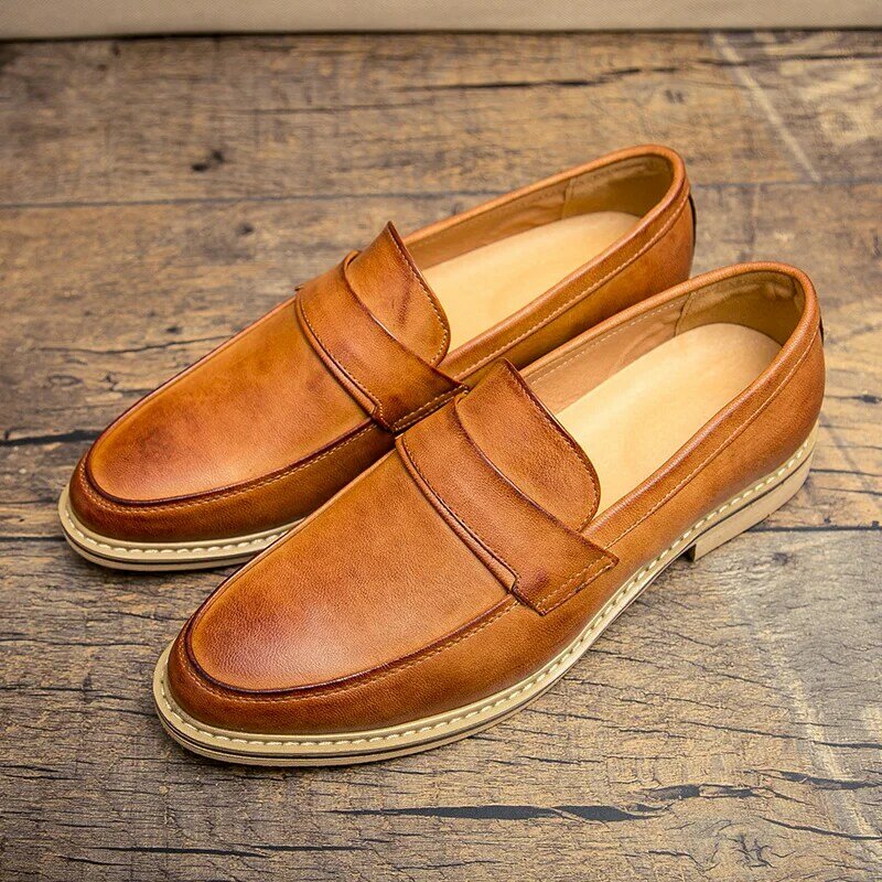 Mocassins de couro genuíno mocassins casuais sapatos masculinos da moda sapatos de condução dos apartamentos zapatos de hombre